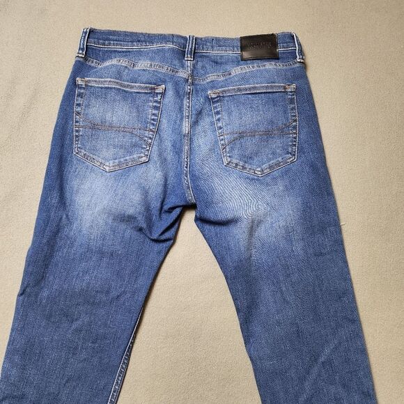 Mens Jeans Distressed blue ripped Hollister skinny jeans Advanced Stretch Sz 34 - Picture 7 of 11